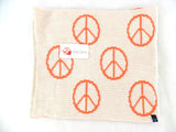 Schal Rundschal Weiß mit Orangen Peacezeichen Schlauchschal Schlupfschal H.C.