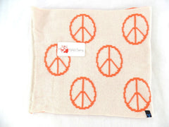 Schal Rundschal Weiß mit Orangen Peacezeichen Schlauchschal Schlupfschal H.C.