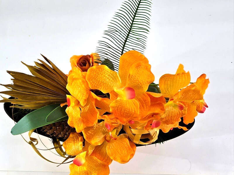 Casa-Poador Weihnachtsgesteck ellipse Orange Orchidee Rose künstlich Dekoration