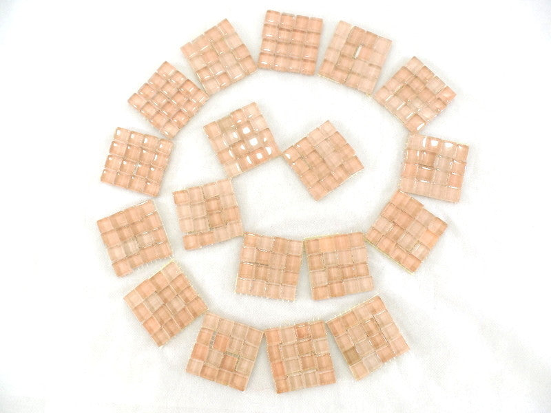 BORDÜRE Glasmosaik Lachs Klarglas Borde 18 x Quadrate 50 x 50 mm 288 Steine 5 mm