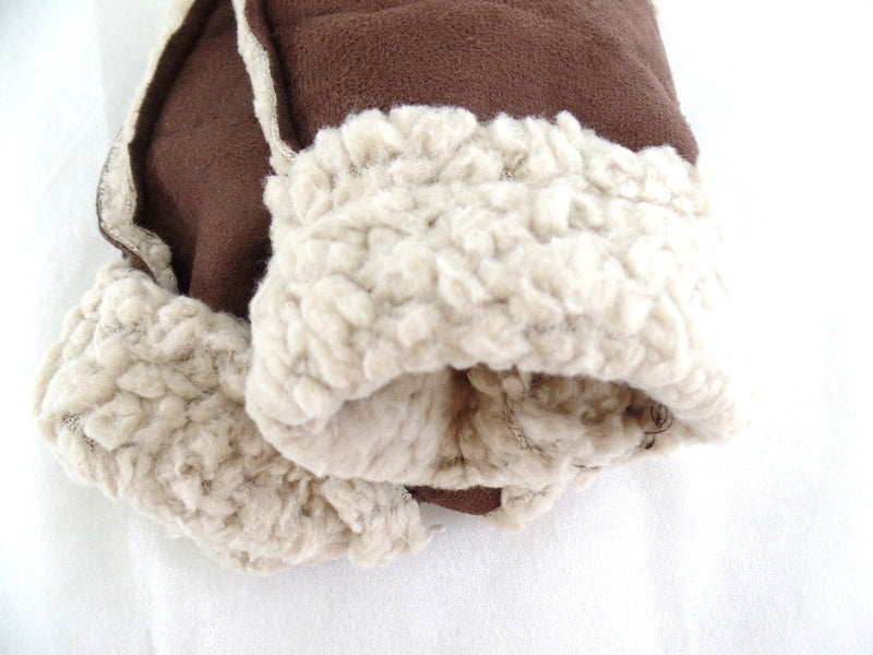Handschuhe Fingerlos dunkel Braun L / XL Kunstleder Kunstfell Natural Spirit