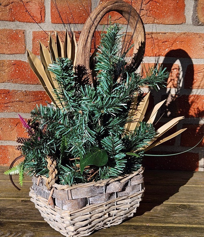 Casa-Poador Grabschmuck Grabgesteck Blau Weiß Wachsrose Kunstblumen Friedhof