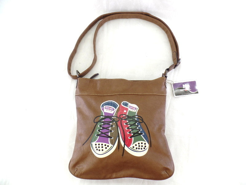 Mahel Schultertasche Braun Turnschuhmotiv Sneaker Umhängetasche Tasche