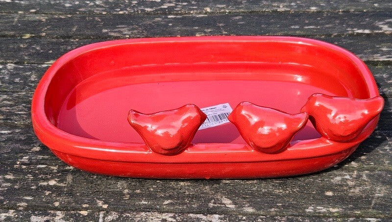 Vogeltränke Vogelbad Rot Garten Wasserschalen Vogelbecken Tiertränke Geschenk
