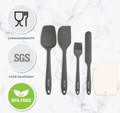 FELLAS – Spatel Set 5-teilig aus Silikon mit Teigschaber und Metallhaken