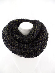 Schal Rundschal Schwarz Loop Wickelschal Schlauchschal gestrickt Polyester dick