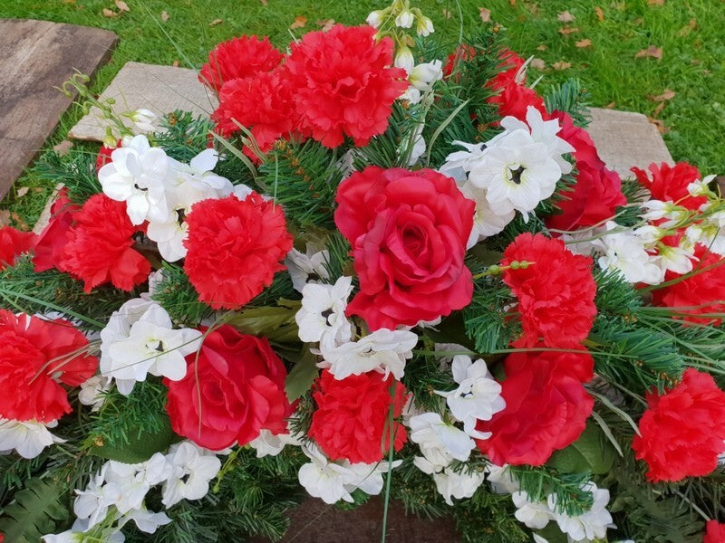 Grabkranz Kranz künstliche Blumen Grabschmuck Trauerkranz 80 cm FriedhofGedenken