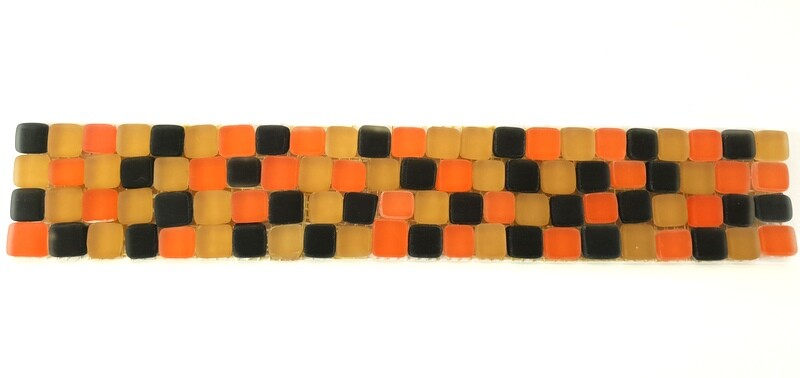BORDÜRE Glasmosaik Mix Beige Orange Schwarz matt Borde 1 Streifen unregelm