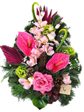 Casa-Poador Grabschmuck künstlich ExotenRosa Naturmaterial Totensonntag Friedhof