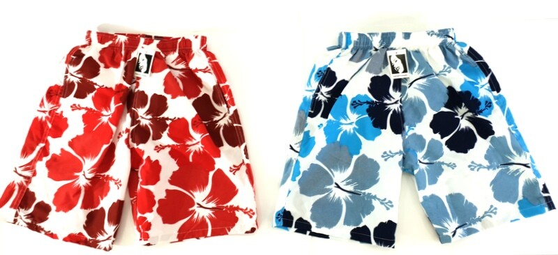 Badehosen Kinder 3 für 2 Badeshorts 128 -140 Hibiskus Shorts geblümt Kinder