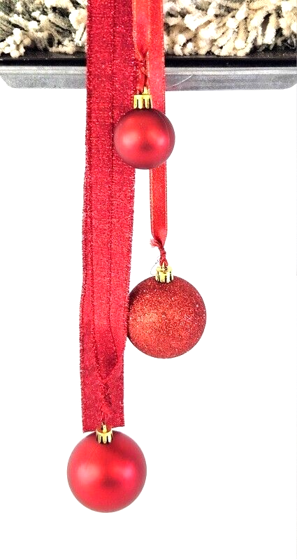 Wandbild Wand Deko Zink Schale mit künstlichen roten Weihnachtsternen Dekoration