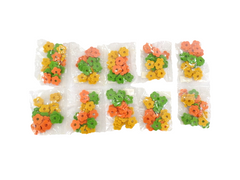 240 Filzblüten 10 Beutel a 24 Stück  je 3 Farben  8 Stück gelb orange, grün Deko