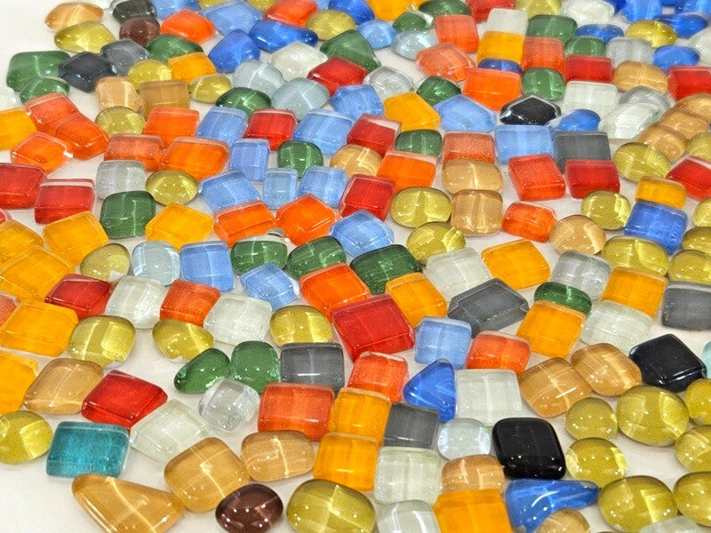Glasmosaik 500 g Polygonal Tropfen Quadrate Mix Mosaik  Glas bunt DIY
