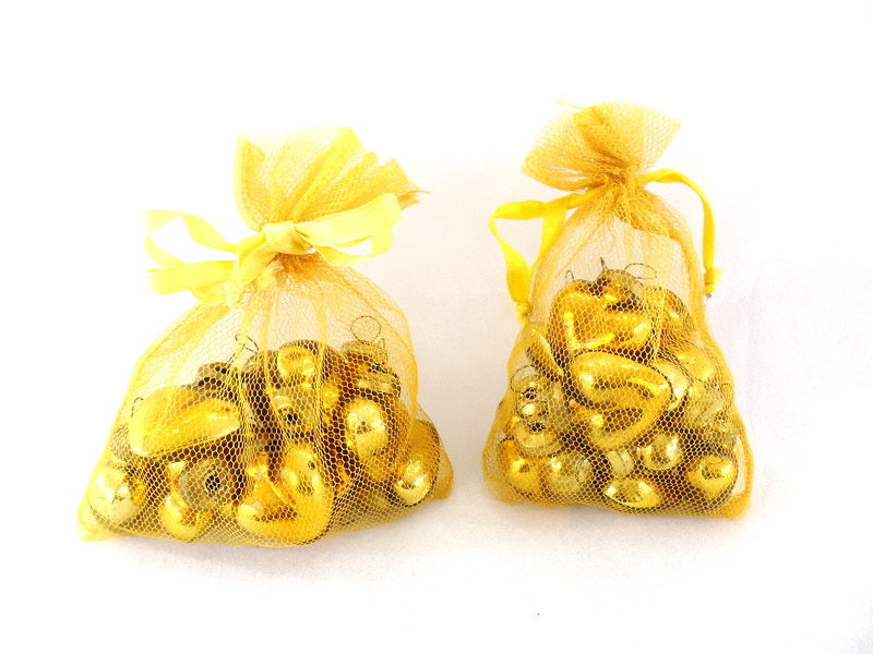 Herz Aufhänger 24 Stück Goldfarbig 4,5 cm x 3,5 cm mit Öse aufhängen 2 Säckchen