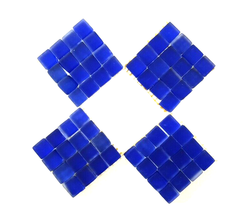 Glasmosaik Blau matt Glas Borde 4 x Quadrate Mosaik Glas Basteln Deko