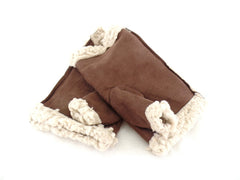 Handschuhe Fingerlos dunkel Braun L / XL Kunstleder Kunstfell Natural Spirit