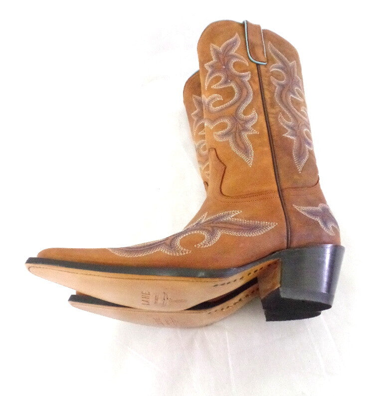 Westernstiefel 38 Hellbraun Lane Cowboystiefel Echt Leder spitz Applikationen