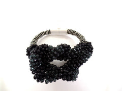 Armband Modeschmuck Magnetverschluß Schwarze Perlen Knoten Fashion Jewelry