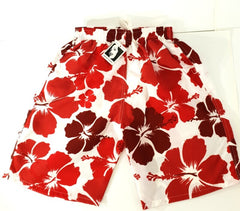 Badehosen Kinder 3 für 2 Badeshorts 146-158 Hibiskus Shorts rot schwarz Kinder