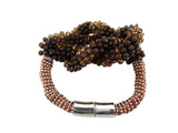 FASHION JEWELRY ARMBAND braun Modeschmuck Magnetverschluss Perlen Knoten