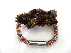 Fashion Jewelry Armband braun Modeschmuck Magnetverschluss Perlen Knoten