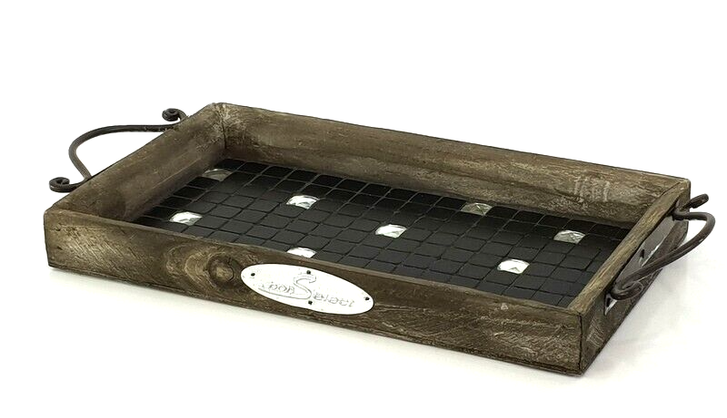 Serviertablett Holztablett 30 x 19 cm Tablett Serviertablett Deko Holz Tablett