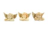 ENGELFIGUREN 3 KÖPFE Terrakotta 13 x 8 x 6 cm Weihnachten Dekoration Naturmaterial
