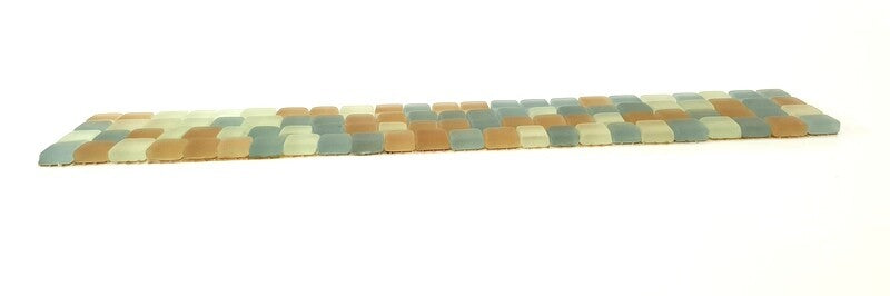 BORDÜRE Glasmosaik Mix hellblau milchig Beige matt Borde 1 Streifen unregelmäßig