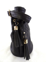 Damentasche Rucksack Optik Schwarz New Bags Tasche Handtasche Kordelzug