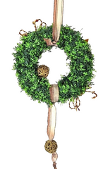 Türkranz Wandkranz künstlich Braun Natur Thuja 21 cm Sterne Zapfen Zimt Lagurus