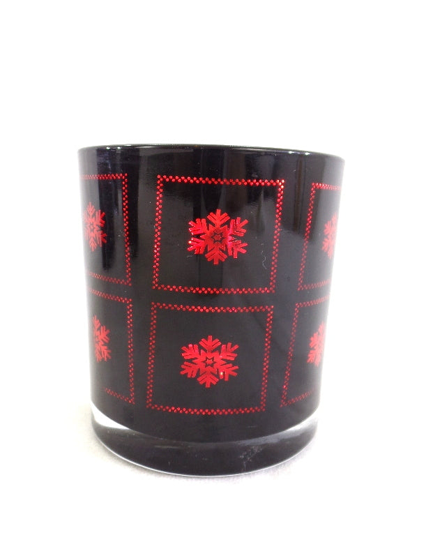 3 Teelichthalter Windlicht Gläser Rot Schneeflocke verspiegelt 8 cm H 7,5 cm D.