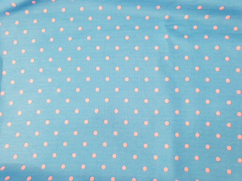Schal Rundschal hellblau mit Rosa Punkten Loop Wickelschal 100% Polyester