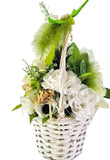 CASA - POADOR KORB Anemone Osterglocken Kunstblumen Weiß Grün Frühling Deko Geschenk