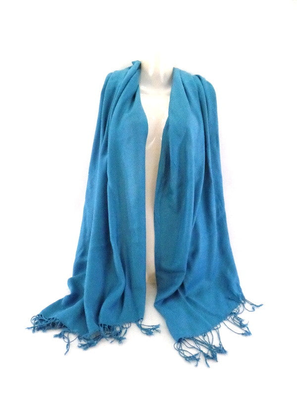 Schal Tuch Stola Fransen Türkis 100 % Viscose XXL Schal 190 Lang 65 Breit