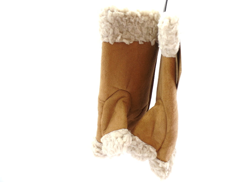 Handschuhe Fingerlos hell Braun S / M Kunstleder Kunstfell Natural Spirit