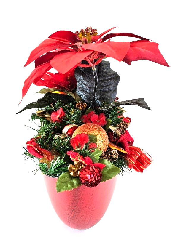 Casa-Poador Weihnachtsgesteck ellipse rote Weihnachtssterne künstlich Dekoration