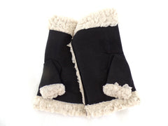Handschuhe Fingerlos Schwarz S / M Kunstleder Kunstfell Natural Spirit