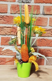 CASA - POADOR GESTECK Sonnenblumen künstlich Mais Topf Gelb Orange Figur