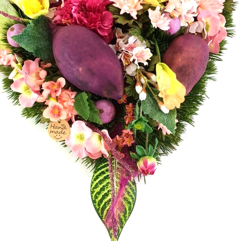 Grabgesteck Herz Rosa Lila Dahlie Hortensie Kunstblumen Natur Friedhof
