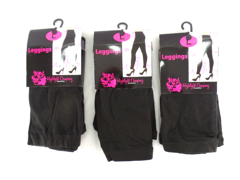 3 Paar Legging Damenleggins Highlight Company Baumwolle Varianten Schwarz