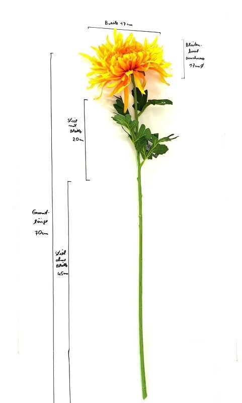 Spinnenchrysantheme Kunstblume künstliche Chrysantheme gelb 70 x20cm