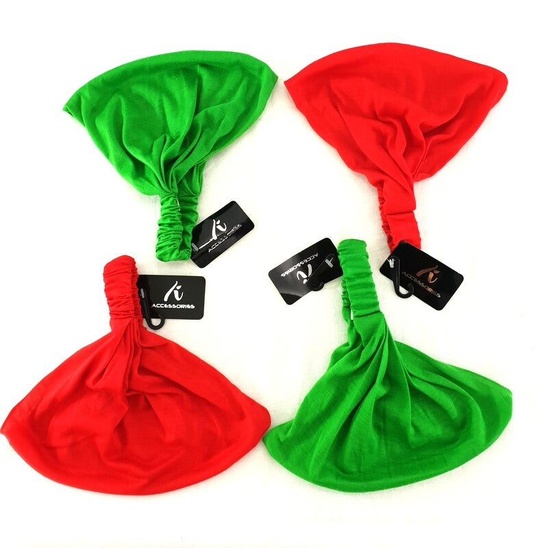 Haarband 4 er Set Unifarben 2 Farben Grün Rot Stoff Stirnband Bandana Haarbänder