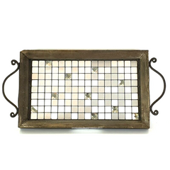 Serviertablett Holztablett 30 x 19 cm Tablett Serviertablett Deko Holz Tablett