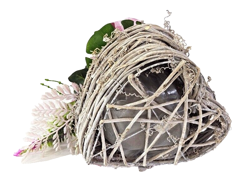Casa-Poador Grabschmuck Herz Reisigesteck Herz Rosa CymbidieKunstblumen Friedhof