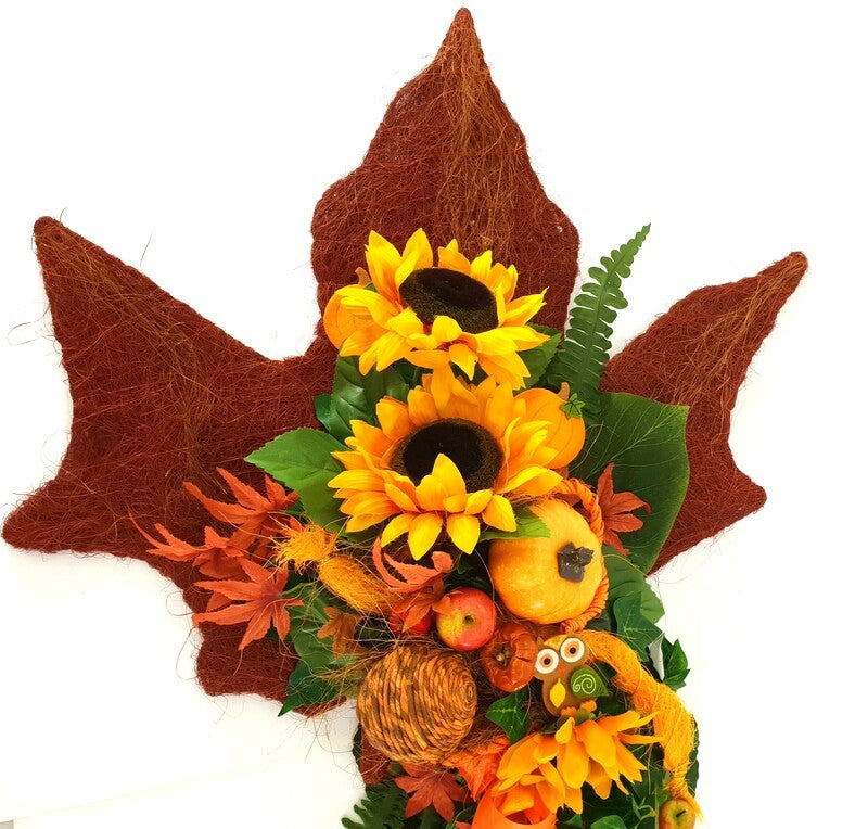 Gesteck Seide Ahornblatt Trocken Gelb Orange Kunstblumen Sonnenblumen