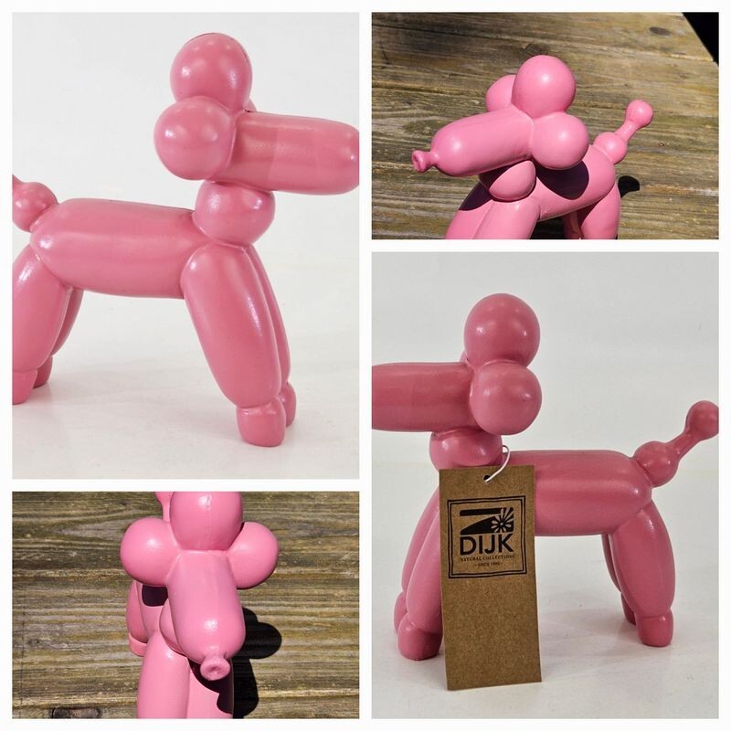 Ballon Hund Rosa Pudel Dijk Moderne Skulptur Dekofigur ca. 17,5 x 7 x 15,5 cm