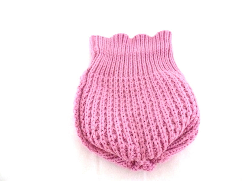 Mützen Strickmützen Umschlag in 4 Farb - Varianten Beige Rosa Rot d. Braun