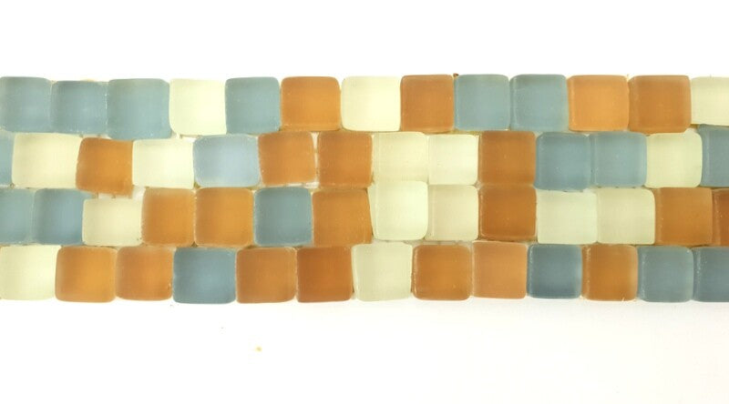 BORDÜRE Glasmosaik Mix hellblau milchig Beige matt Borde 1 Streifen unregelmäßig