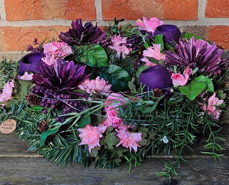 Grabkranz künstliche Tanne Rosen Bell Cup Allerheiligen Totensonntag Friedhof