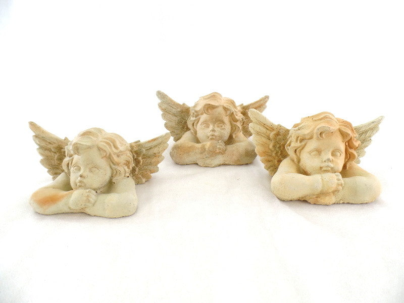3 Engel Engelfigur Köpfe Terrakotta 13 x 8 x 6 cm Weihnachten Dekoration Naturma